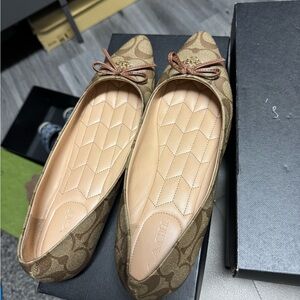 Coach Tan Signature Ballet Flats
